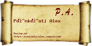 Pünkösti Alex névjegykártya